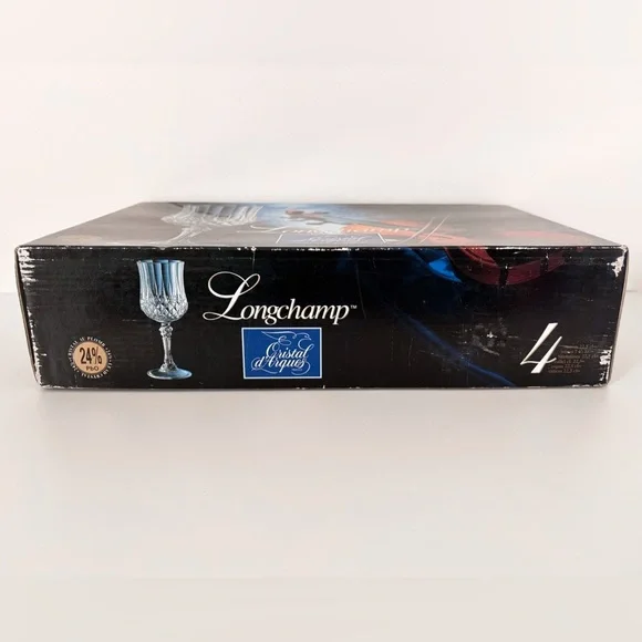 BNIB Vintage Cristal D'Arques Longchamp Wine Glasses 6 oz- Set of 4 - Picture 9 of 10